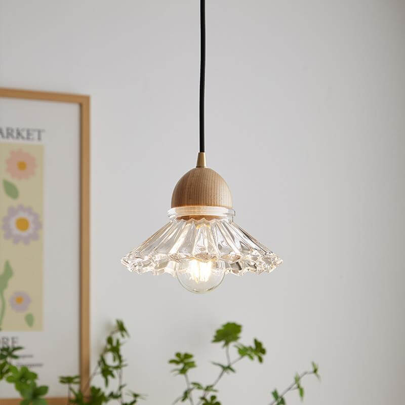 Vintage Log Glass Flower Island Chandelier — 3 Head - Linear Base / 110V-120V For US/CA