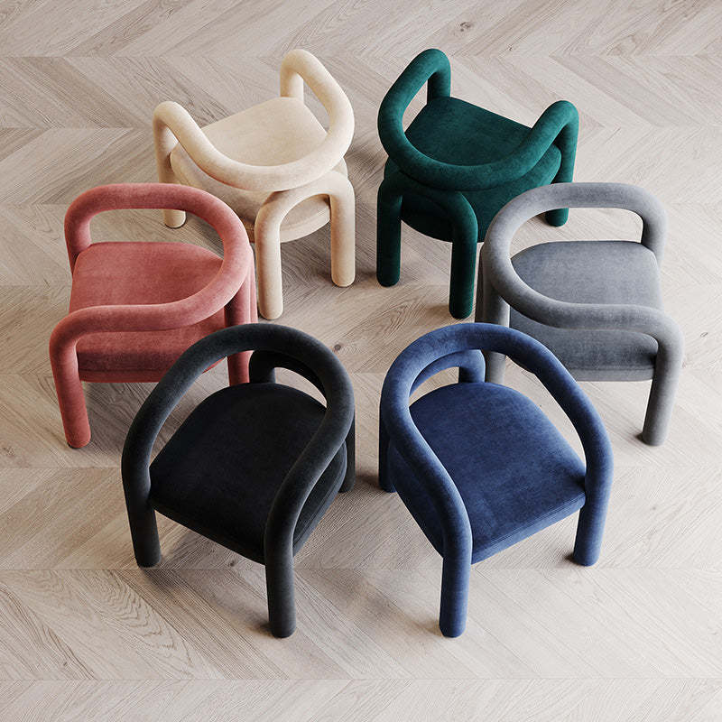 Scandinavian Curved Velvet Steel Armchair