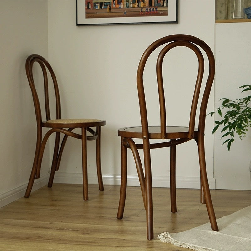 Chinese Wood Rattan Four-Leg Dining Chair