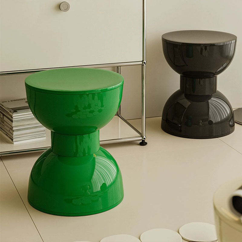 Scandinavian Macaron Hourglass Plastic Footstool — Black