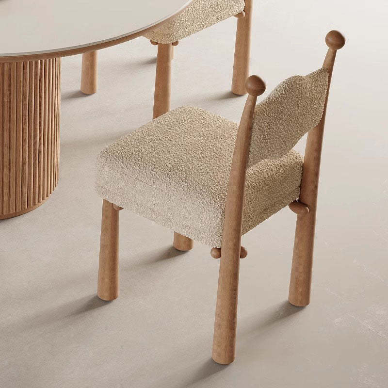 Modern Vertical Wood Lambswool Dining Chair