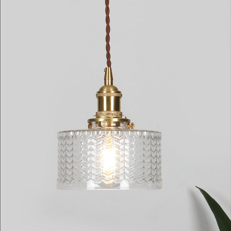 Japanese Vintage Brass Glass Jar Pendant