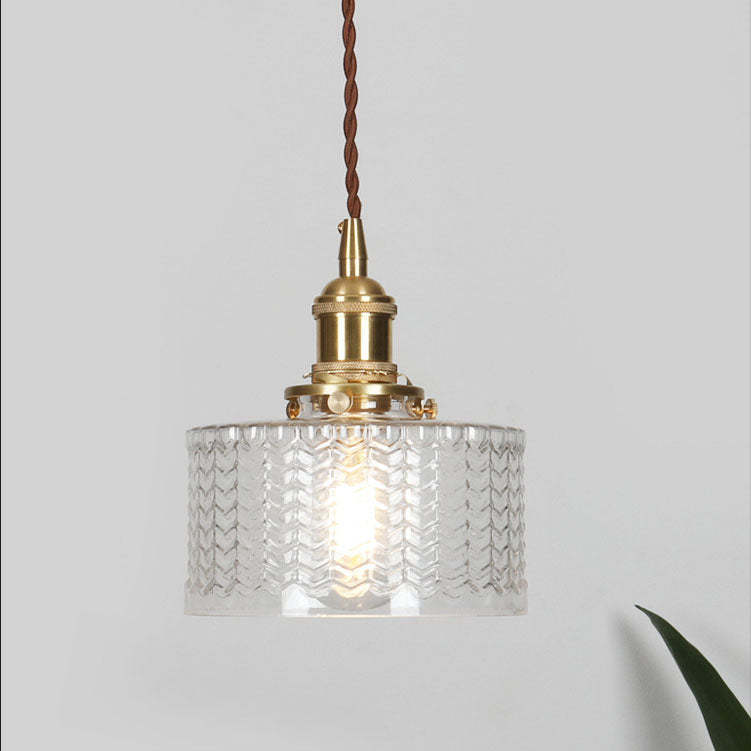 Japanese Vintage Brass Glass Jar Pendant