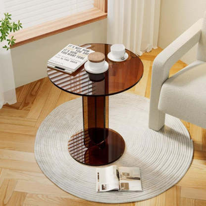 Minimalist Round Acrylic Coffee Table — Blue