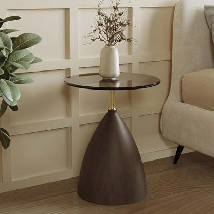 Minimalist Cone Glass Steel End Table