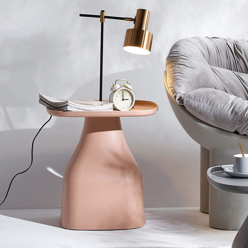 Scandinavian Round Column Plastic Coffee Table — Tall / Gray