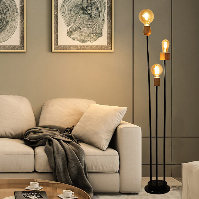 Industrial Retro Iron Black Glass Ball Floor Lamp