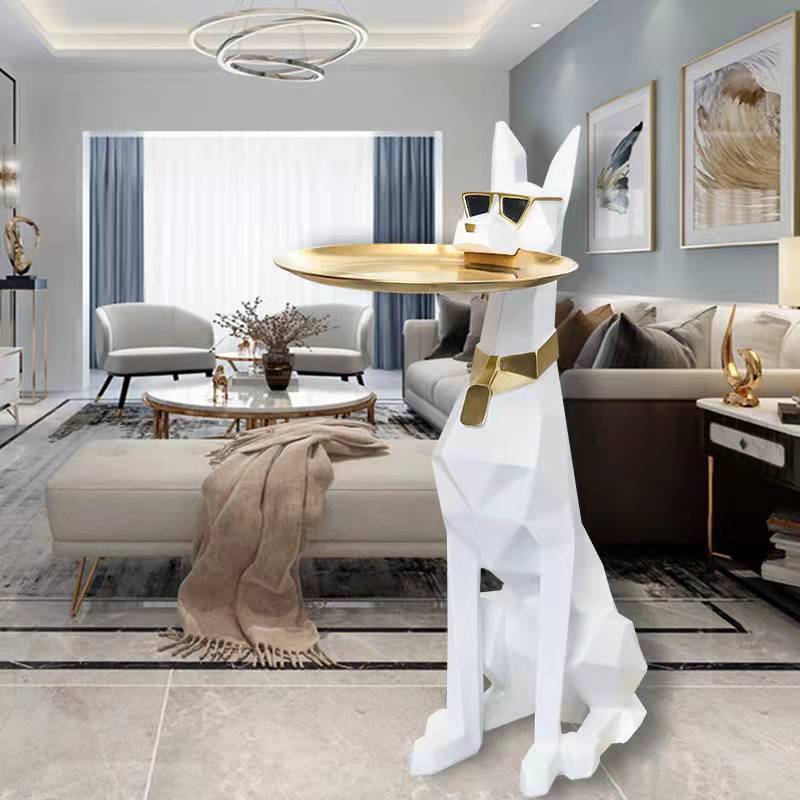 Modern Art Deco Dog Resin Tray Side Table