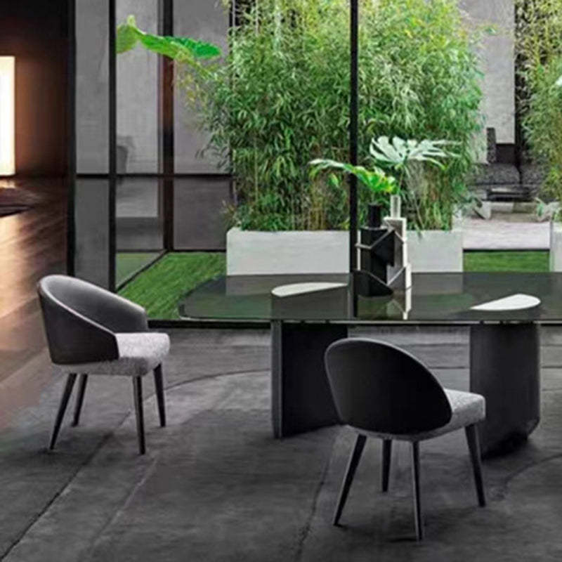 Modern Luxury Ring Back Leather Ash Dining Chair — Black