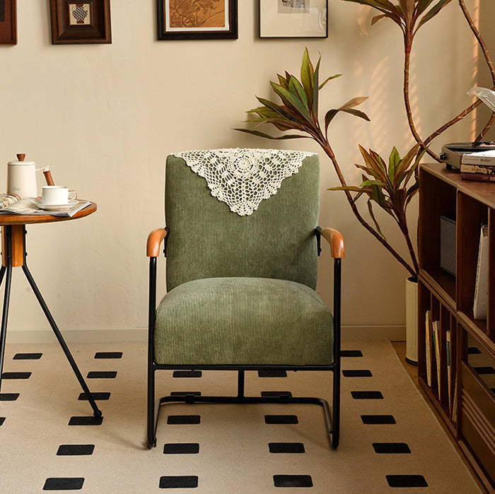 Nordic Iron Fabric Armchair — Red