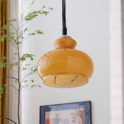 French Vintage Glass Gourd Pendant Light