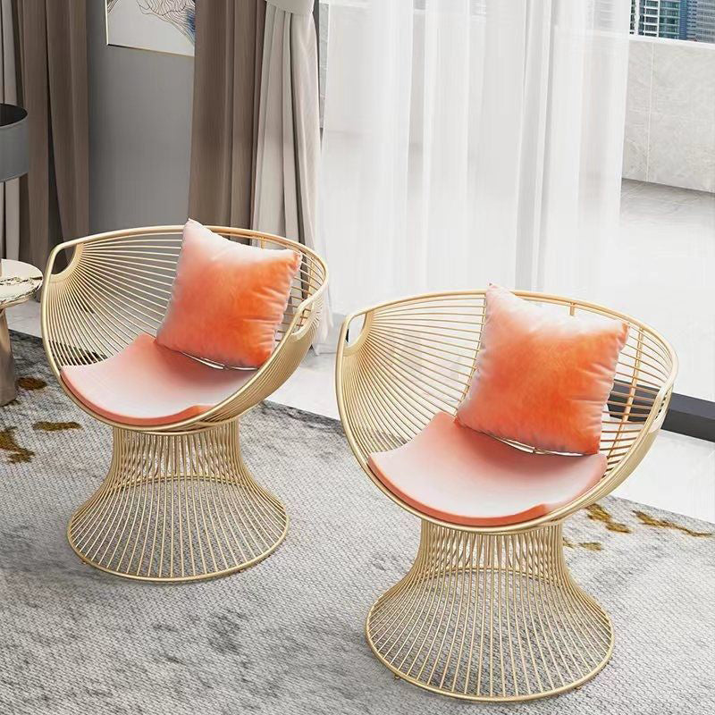 Luxury Oval Curved Upholstered Iron Chair