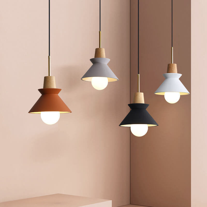 Nordic Macaron Wood Cement Pendant Light