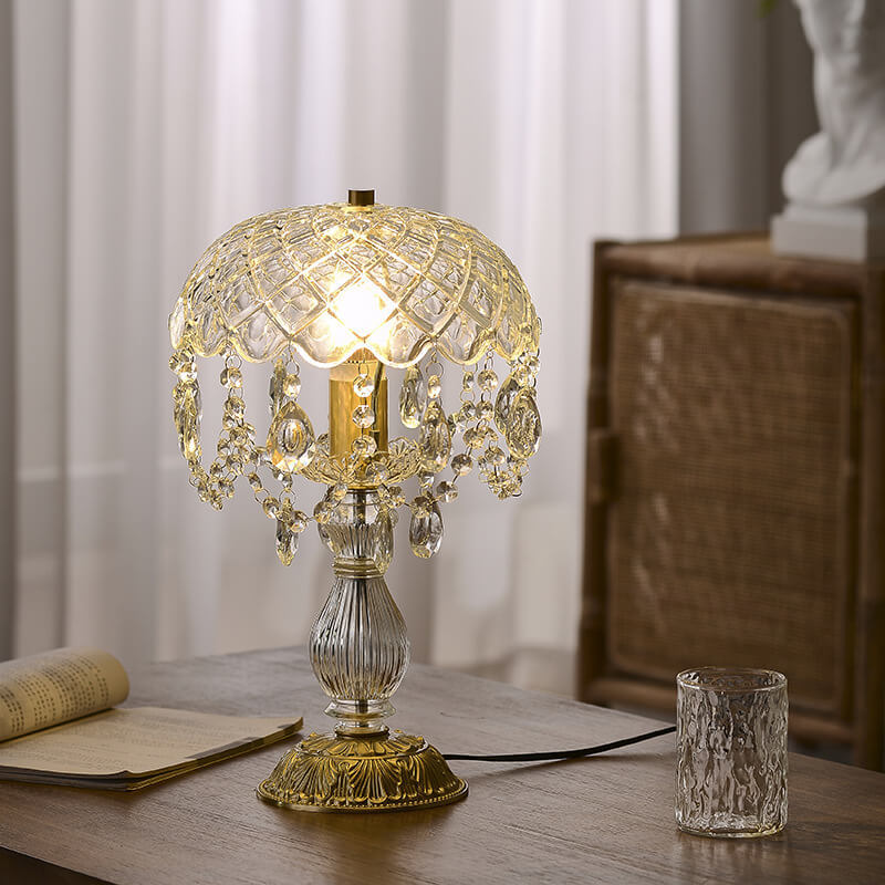 Luxury clear tassel brass copper crystal brass table lamps, Lighom