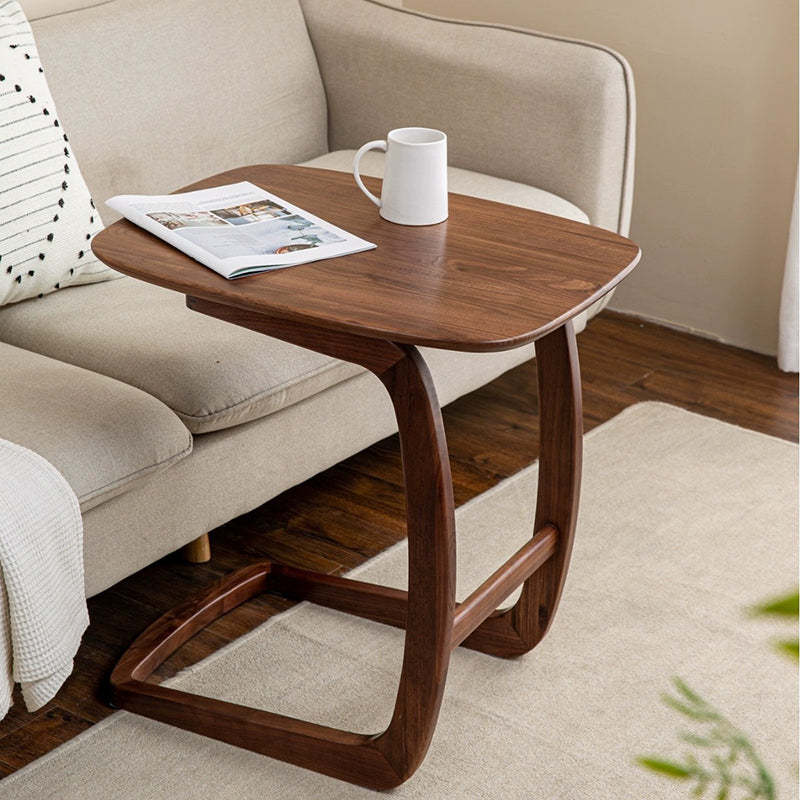 Nordic C-Shape Walnut Ash Wood End Table