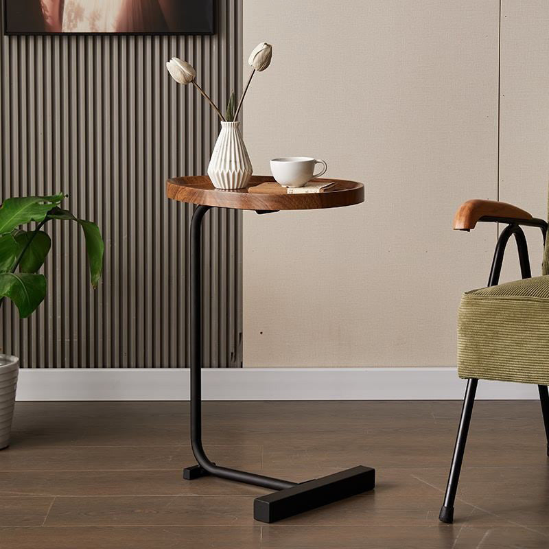 Minimalist Oval Engineered Wood Iron End Table