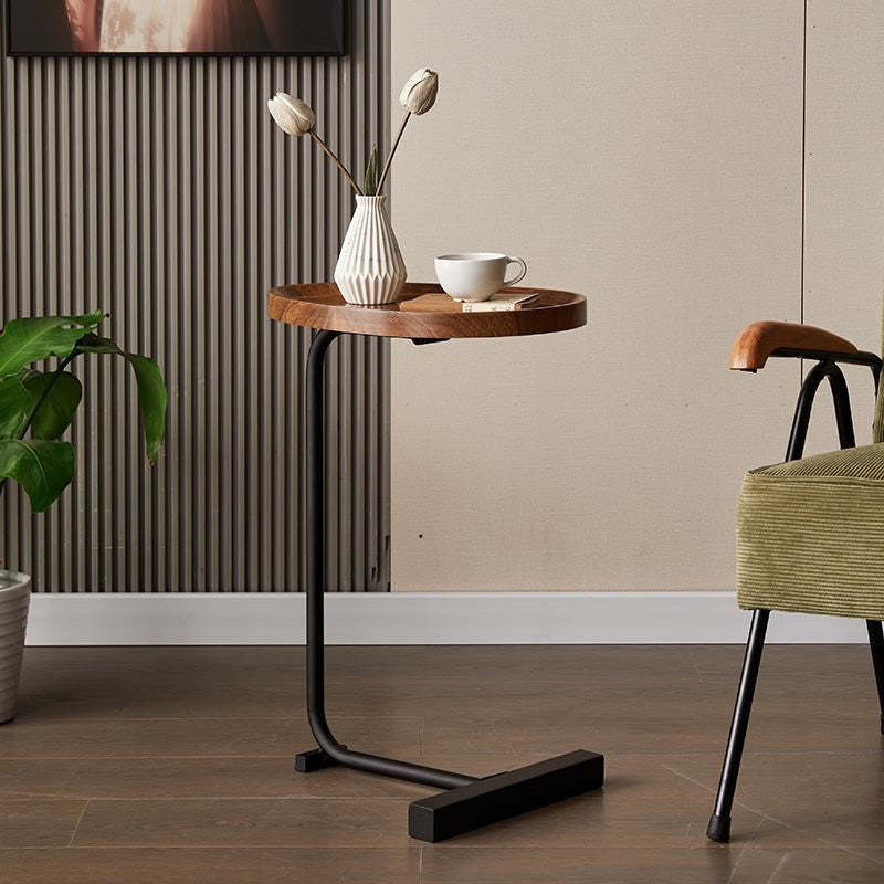 Minimalist Oval Engineered Wood Iron End Table