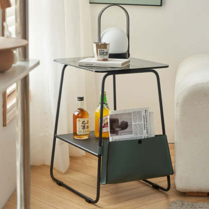 Minimalist Glass Iron 2-Tier Coffee Table