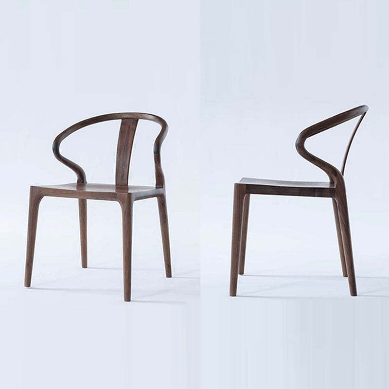Traditional Chinese Walnut Curved Dining Chair
