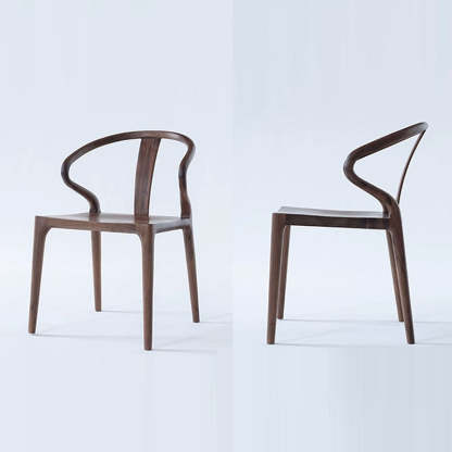 Traditional Chinese Walnut Curved Dining Chair