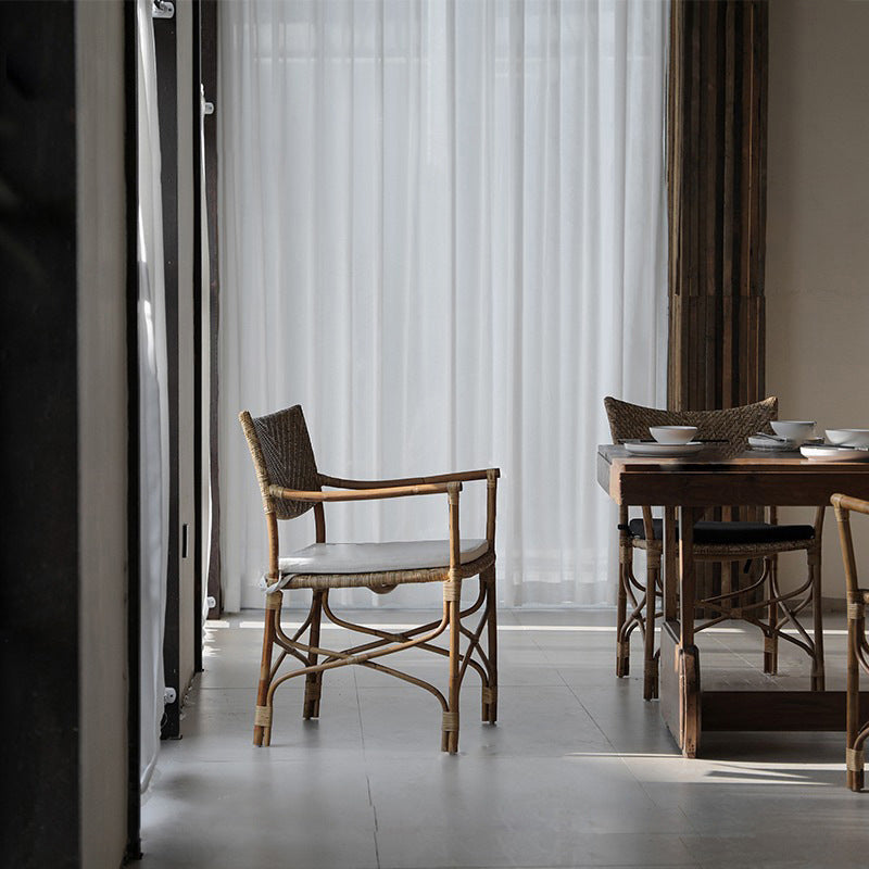 Farmhouse Woven Rattan Dining Chair