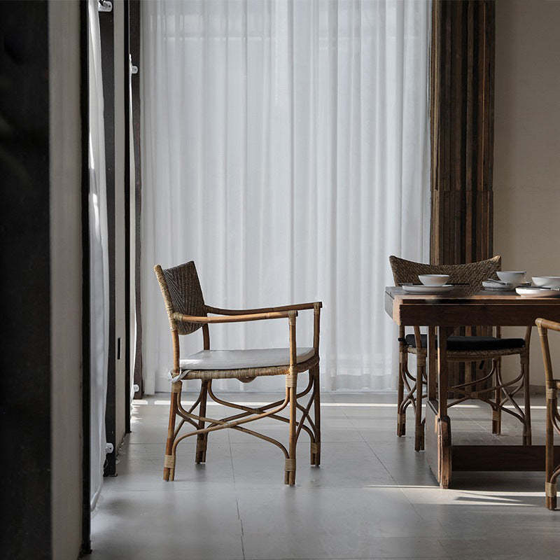 Farmhouse Woven Rattan Dining Chair