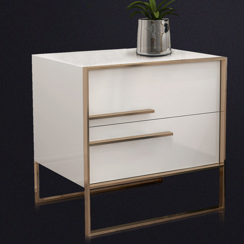 Modern Cubic Solid Wood Steel Nightstand
