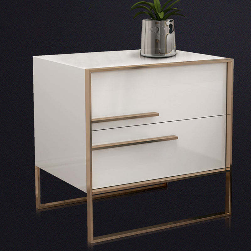 Modern Cubic Solid Wood Steel Nightstand