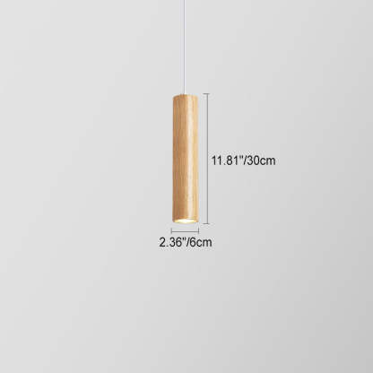Minimalist Rubberwood Cylinder Spotlight LED Pendant Light