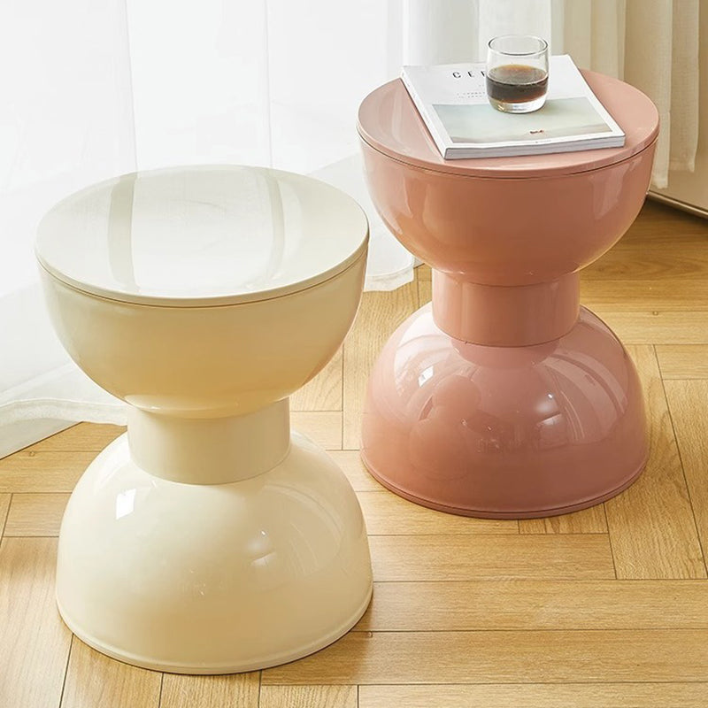 Scandinavian Hourglass Plastic Footstool — Pink