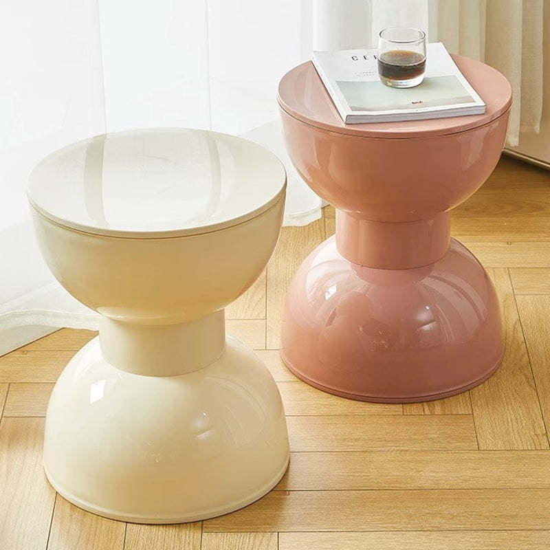 Scandinavian Hourglass Plastic Footstool — Pink