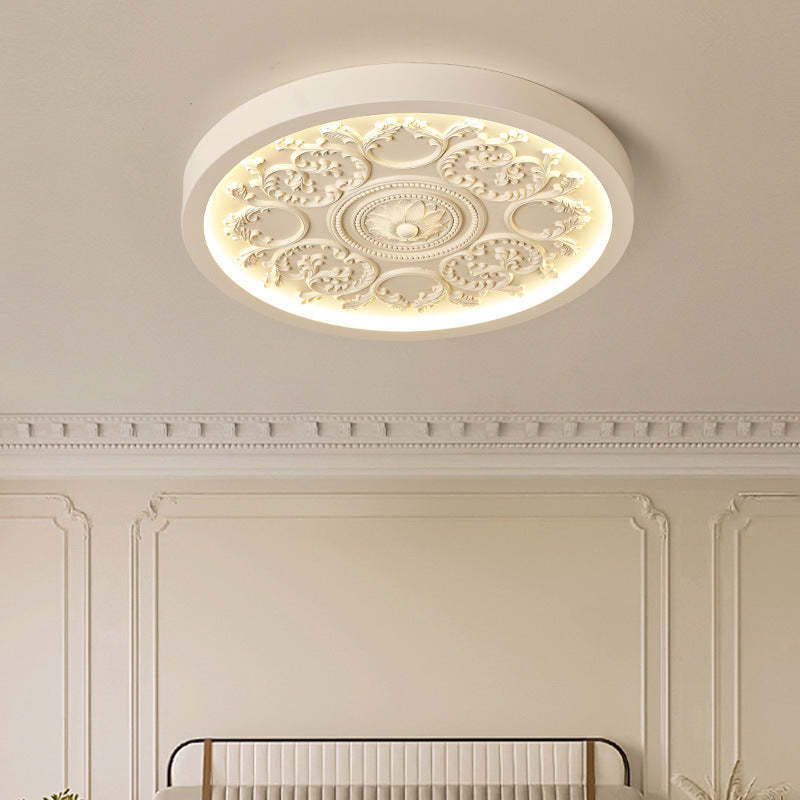 Minimalist Carved Iron Resin Acrylic LED Flush Mount Light