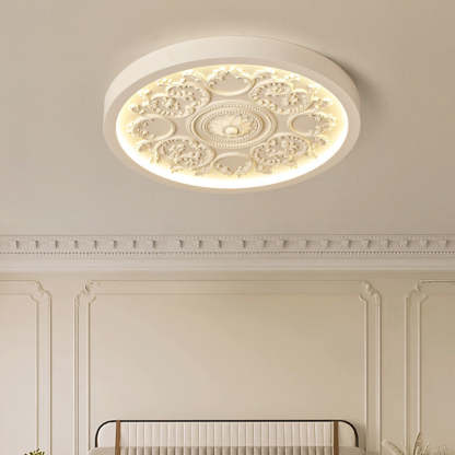 Minimalist Carved Iron Resin Acrylic LED Flush Mount Light
