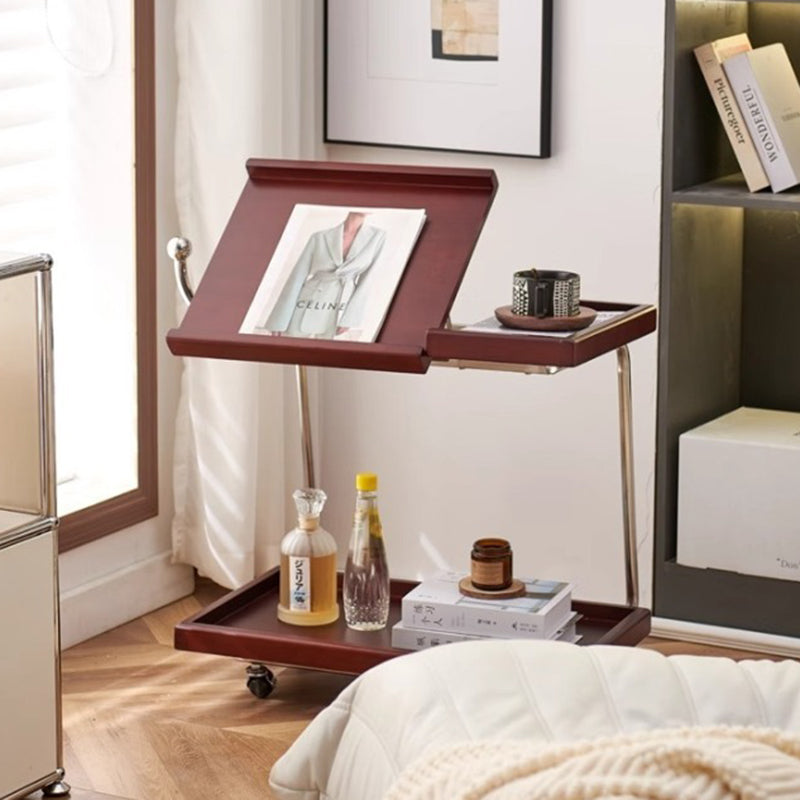 Nordic Wood Stainless Steel Movable Side Table 2-Tier