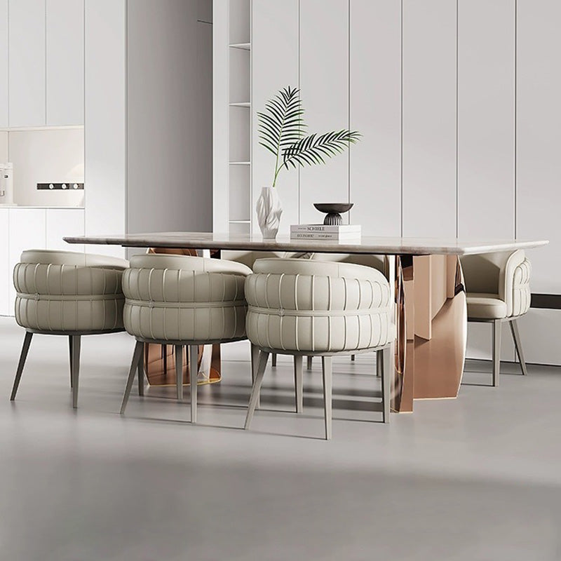 Curved PU Leather Steel Dining Chair