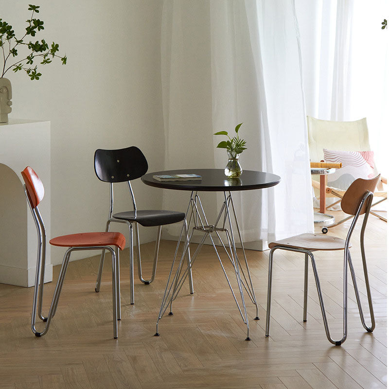 Minimalist Square Metal Wood Chair