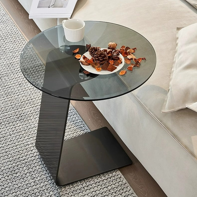 Luxury Tempered Glass Steel End Table