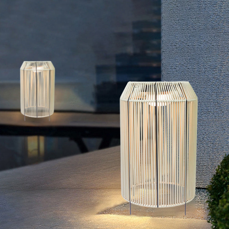 Chinese Solar Cylindrical Rattan LED Floor Lamp