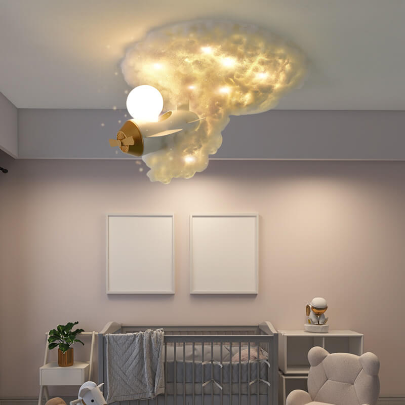Creative airplane cotton white flush mount lighting in iron — 1-Light / 220V-240V (UK/AU)