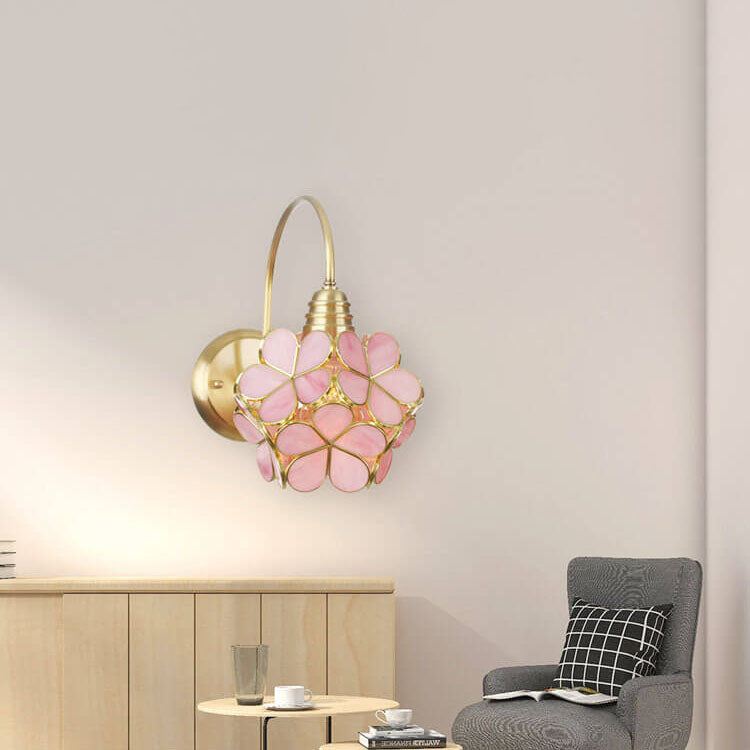 Tiffany decor brass wall sconces — Pink / 220V-240V (UK/AU