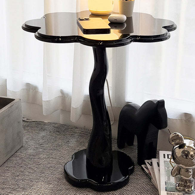 French Petal Wood Iron Side Table