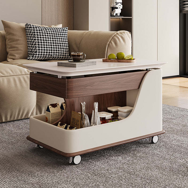 Retro Slab Wood Plate Movable End Table