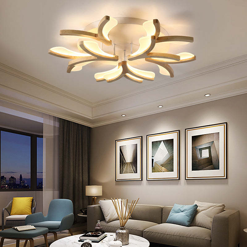 Scandinavian Wood Branch Flower Ceiling Light
