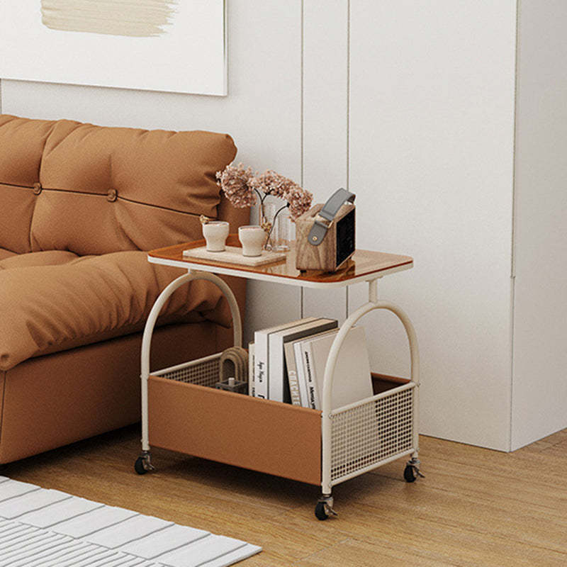 Contemporary Glass Iron Leather End Table