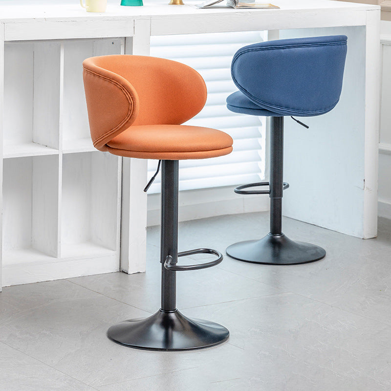 Minimalist Round Fabric Steel Bar Stool