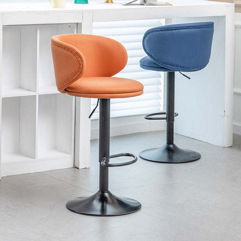 Minimalist Round Fabric Steel Bar Stool