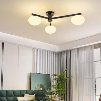 Nordic Glass Iron Ball 3/4/5-Light Semi-Flush Ceiling Light — 3 / 110V-120V For US/CA / Black