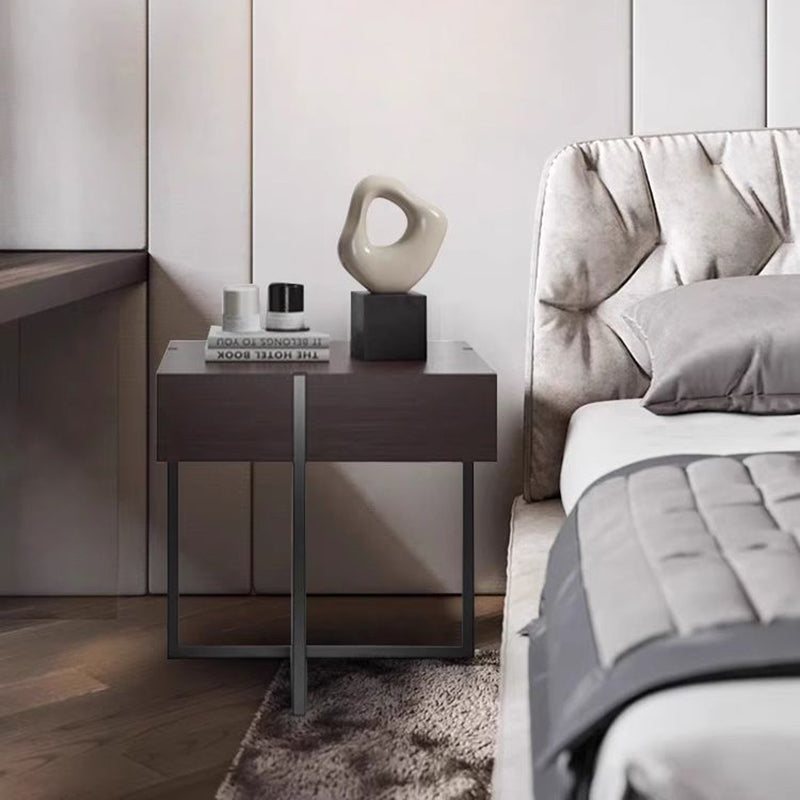 Modern Solid Wood Rectangular Nightstand 2-Drawer