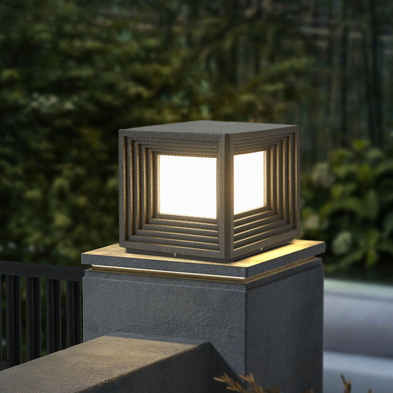 Modern Rectangular Stainless Steel Acrylic LED Post Light