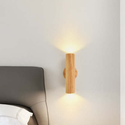 Modern Warm Solid Wood Double Head LED Sconce